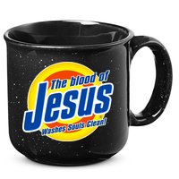 Funny The Blood Of Jesus Washes Souls Clean Detergent 15oz Campfire Ceramic Mug