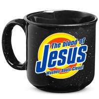Funny The Blood Of Jesus Washes Souls Clean Detergent 15oz Campfire Ceramic Mug
