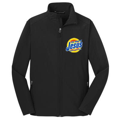 Funny The Blood Of Jesus Washes Souls Clean Detergent Core Soft Shell Jacket