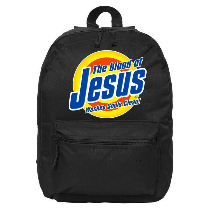 Funny The Blood Of Jesus Washes Souls Clean Detergent 16 in Basic Backpack