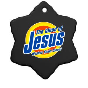 Funny The Blood Of Jesus Washes Souls Clean Detergent Ceramic Star Ornament