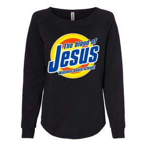 Funny The Blood Of Jesus Washes Souls Clean Detergent Womens California Wash Sweatshirt