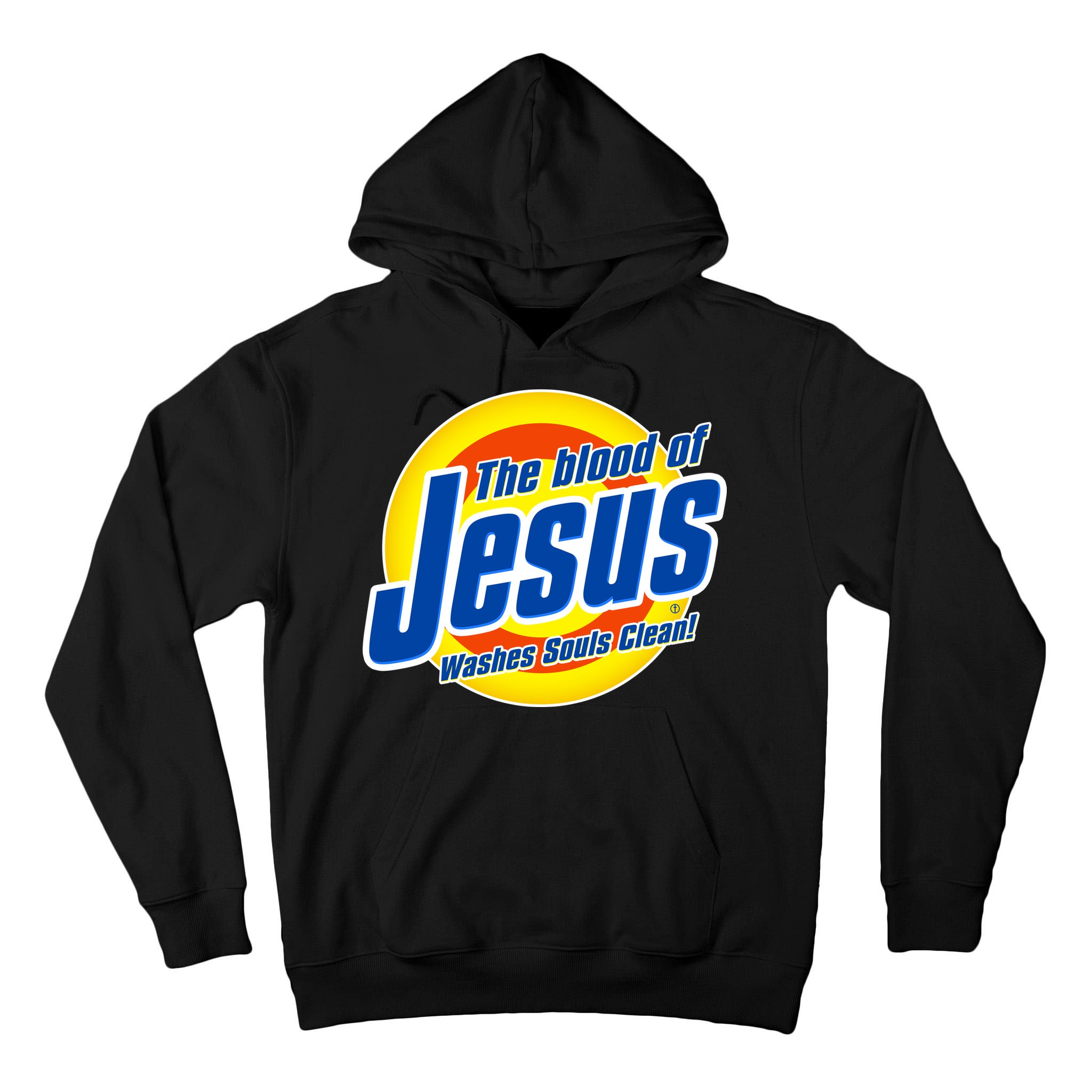 Funny The Blood Of Jesus Washes Souls Clean Detergent Tall Hoodie