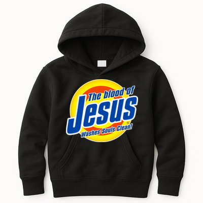 Funny The Blood Of Jesus Washes Souls Clean Detergent Kids Hoodie