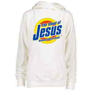 Funny The Blood Of Jesus Washes Souls Clean Detergent Womens Funnel Neck Pullover Hood