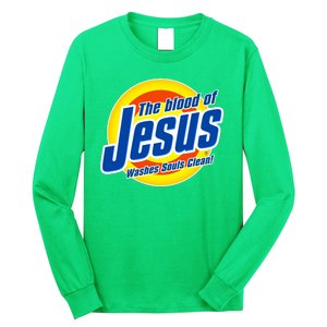 Funny The Blood Of Jesus Washes Souls Clean Detergent Long Sleeve Shirt