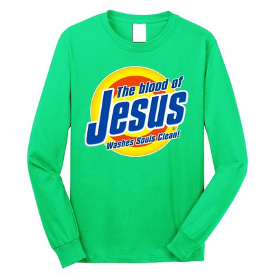 Funny The Blood Of Jesus Washes Souls Clean Detergent Long Sleeve Shirt