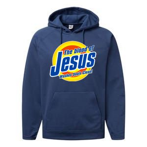 Funny The Blood Of Jesus Washes Souls Clean Detergent Performance Fleece Hoodie