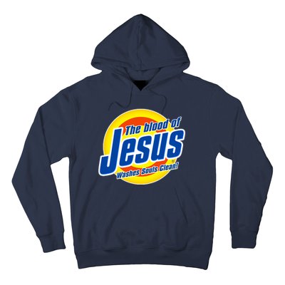 Funny The Blood Of Jesus Washes Souls Clean Detergent Hoodie