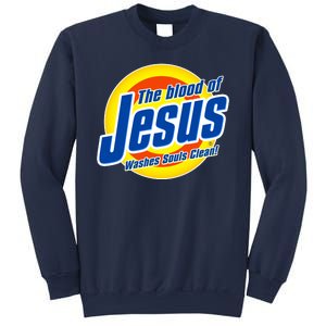 Funny The Blood Of Jesus Washes Souls Clean Detergent Sweatshirt