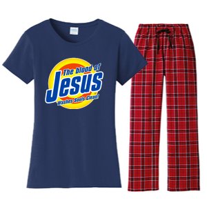 Funny The Blood Of Jesus Washes Souls Clean Detergent Women's Flannel Pajama Set