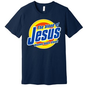 Funny The Blood Of Jesus Washes Souls Clean Detergent Premium T-Shirt