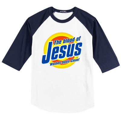 Funny The Blood Of Jesus Washes Souls Clean Detergent Baseball Sleeve Shirt