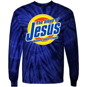 Funny The Blood Of Jesus Washes Souls Clean Detergent Tie-Dye Long Sleeve Shirt