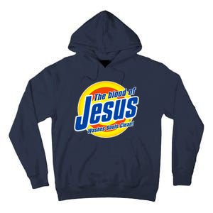 Funny The Blood Of Jesus Washes Souls Clean Detergent Tall Hoodie