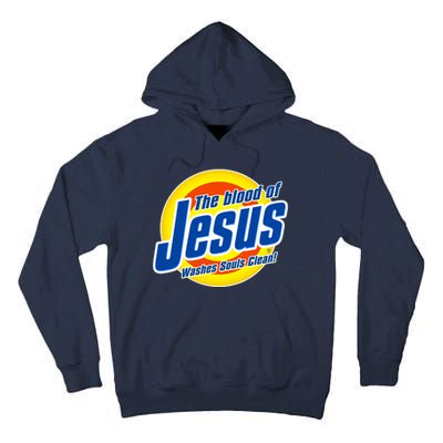 Funny The Blood Of Jesus Washes Souls Clean Detergent Tall Hoodie