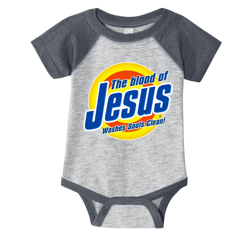 Funny The Blood Of Jesus Washes Souls Clean Detergent Infant Baby Jersey Bodysuit