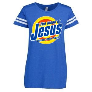 Funny The Blood Of Jesus Washes Souls Clean Detergent Enza Ladies Jersey Football T-Shirt