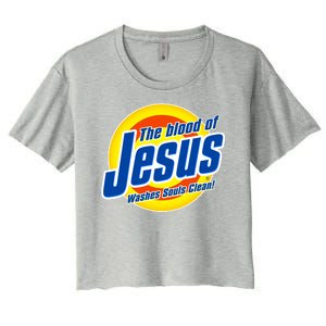 Funny The Blood Of Jesus Washes Souls Clean Detergent Women's Crop Top Tee