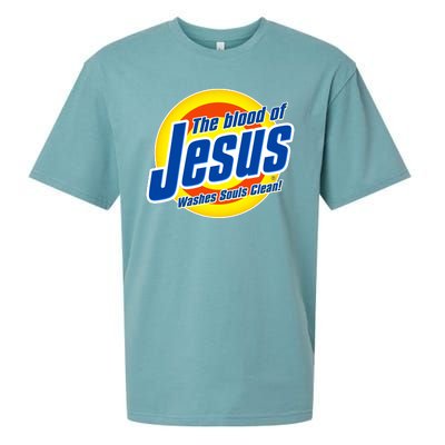 Funny The Blood Of Jesus Washes Souls Clean Detergent Sueded Cloud Jersey T-Shirt