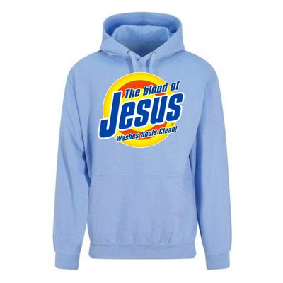 Funny The Blood Of Jesus Washes Souls Clean Detergent Unisex Surf Hoodie