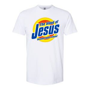 Funny The Blood Of Jesus Washes Souls Clean Detergent Softstyle CVC T-Shirt