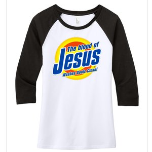 Funny The Blood Of Jesus Washes Souls Clean Detergent Women's Tri-Blend 3/4-Sleeve Raglan Shirt