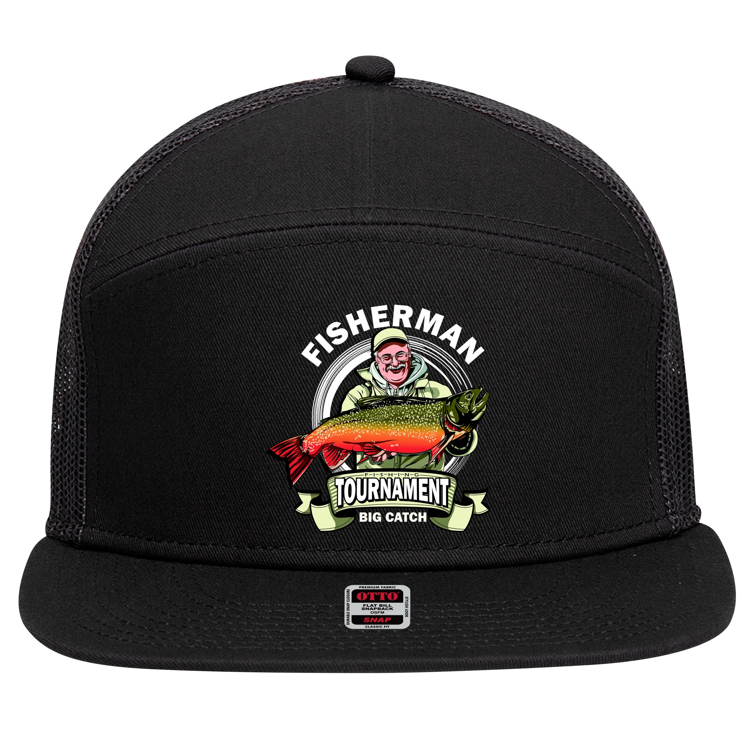Fishing Tournament Big Catch 7 Panel Mesh Trucker Snapback Hat