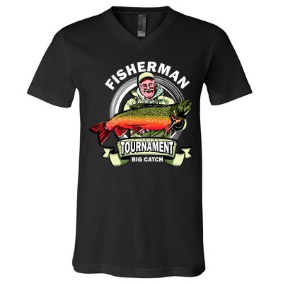 Fishing Tournament Big Catch V-Neck T-Shirt