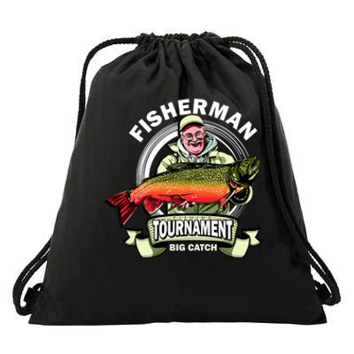 Fishing Tournament Big Catch Drawstring Bag