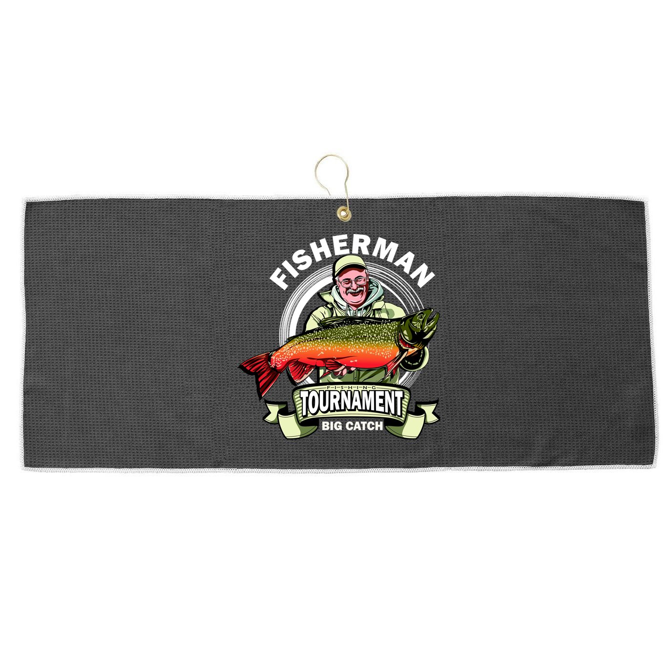 Fishing Tournament Big Catch Large Microfiber Waffle Golf Towel