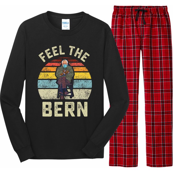 Feel The Bern Bernie Sanders Mittens Vintage Funny Meme Long Sleeve Pajama Set