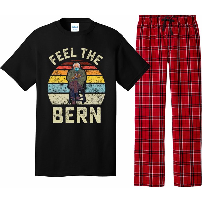 Feel The Bern Bernie Sanders Mittens Vintage Funny Meme Pajama Set