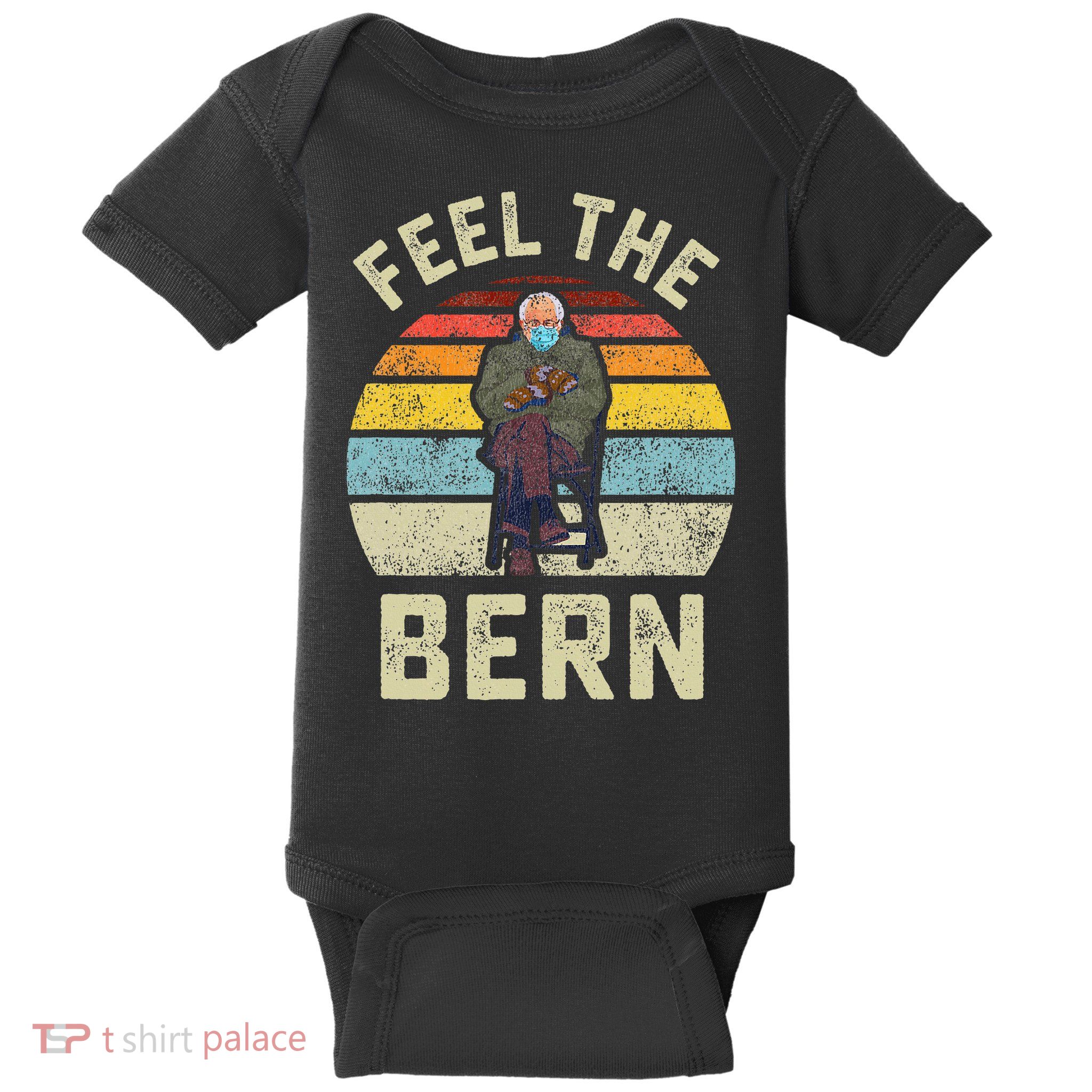 Feel The Bern Bernie Sanders Mittens Vintage Funny Meme Baby Bodysuit