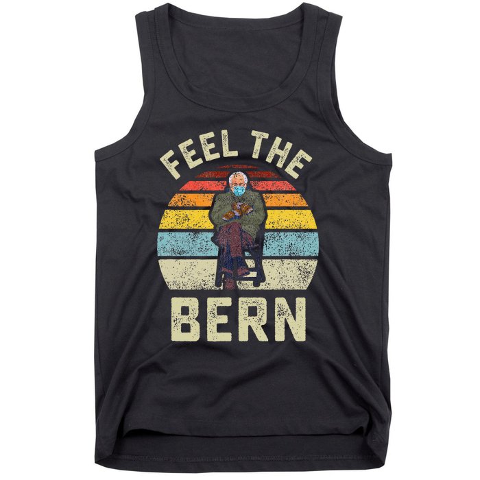 Feel The Bern Bernie Sanders Mittens Vintage Funny Meme Tank Top