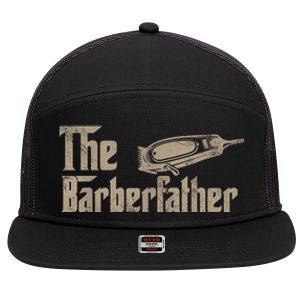 Funny The Barber Father Halloween Christmas Barber 7 Panel Mesh Trucker Snapback Hat