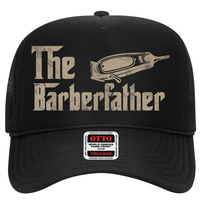 Funny The Barber Father Halloween Christmas Barber High Crown Mesh Back Trucker Hat