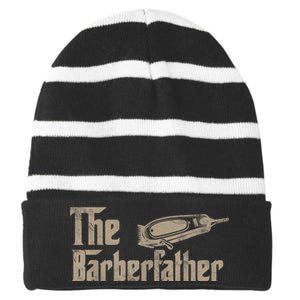 Funny The Barber Father Halloween Christmas Barber Striped Beanie with Solid Band