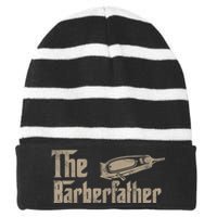 Funny The Barber Father Halloween Christmas Barber Striped Beanie with Solid Band