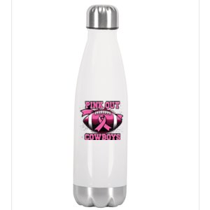 Football Tackle Breast Cancer Awareness Out Cowboys Stainless Steel Insulated Water Bottle