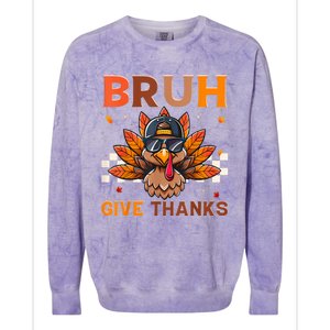 Funny Turkey Bruh Meme Thanksgiving Colorblast Crewneck Sweatshirt