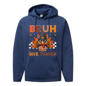 Funny Turkey Bruh Meme Thanksgiving Performance Fleece Hoodie