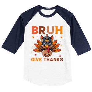 Funny Turkey Bruh Meme Thanksgiving Baseball Sleeve Shirt