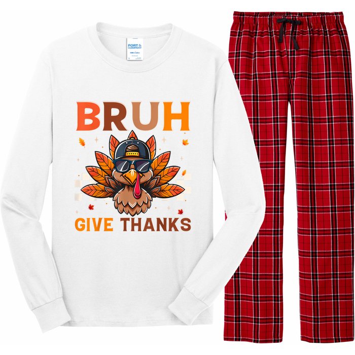 Funny Turkey Bruh Meme Thanksgiving Long Sleeve Pajama Set