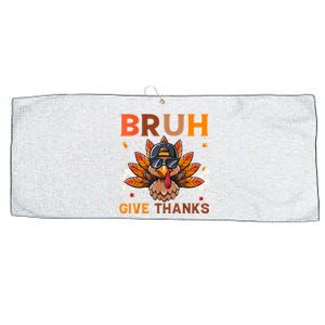 Funny Turkey Bruh Meme Thanksgiving Large Microfiber Waffle Golf Towel