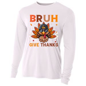 Funny Turkey Bruh Meme Thanksgiving Cooling Performance Long Sleeve Crew