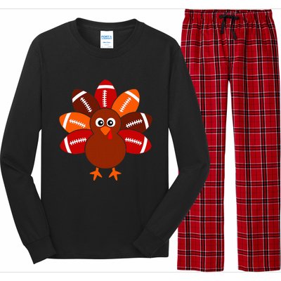 Football Turkey Balls Thanksgiving Long Sleeve Pajama Set