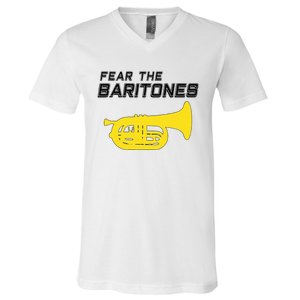 Fear The Baritones Marching Band Funny Marching Baritone V-Neck T-Shirt