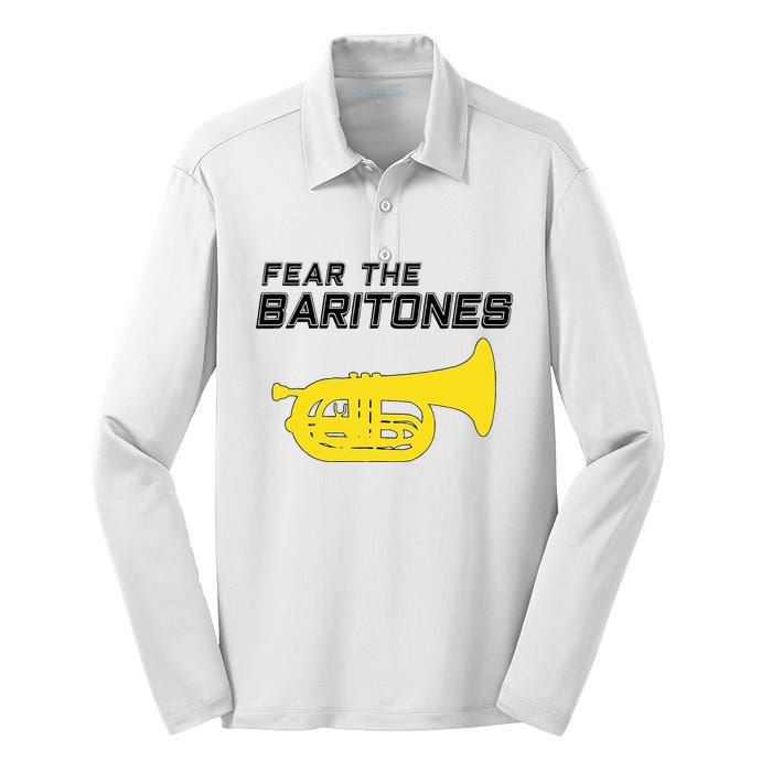 Fear The Baritones Marching Band Funny Marching Baritone Silk Touch Performance Long Sleeve Polo