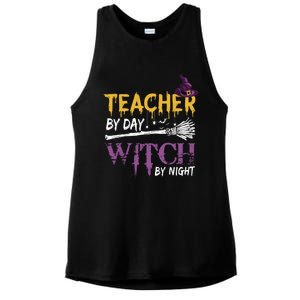 Funny Teacher By Day Witch By Night Halloween Party Gift Ladies PosiCharge Tri-Blend Wicking Tank